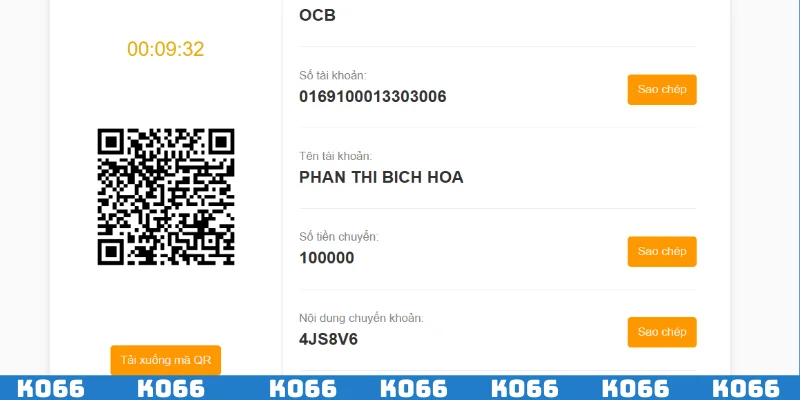 Chỉ nạp tiền thông qua thông tin mới nhất của nhà cái