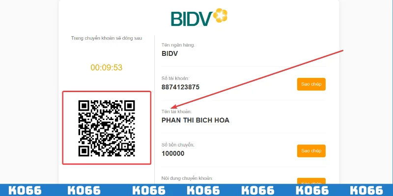 Thực hiện quét mã QR theo đúng quy định gửi tiền thành công